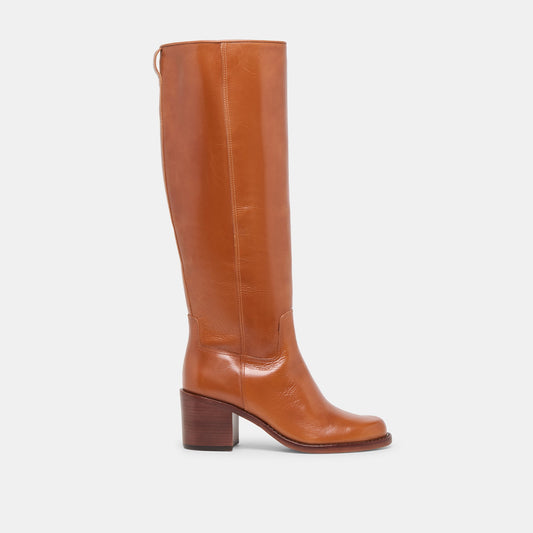 Lucyle Tan Leather Wide Calf Boots - Dolce Vita