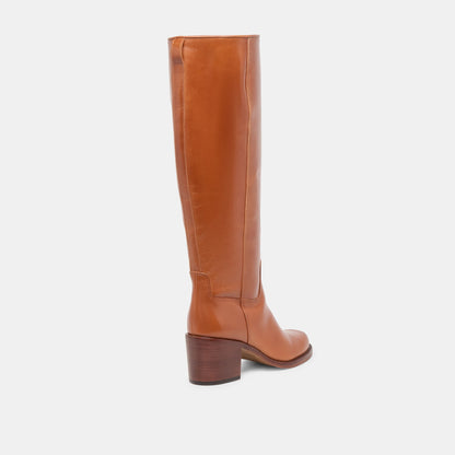 Lucyle Tan Leather Wide Calf Boots - Dolce Vita