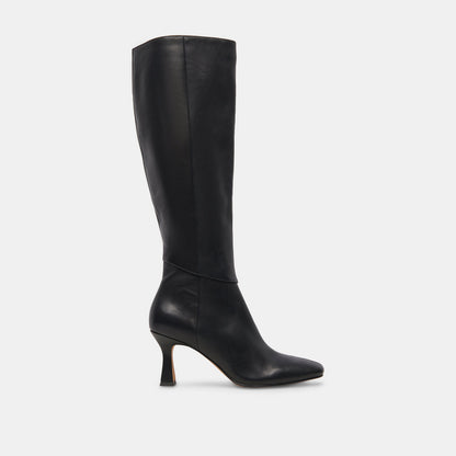 Gyra Wide Calf Black Leather Boots - Dolce Vita