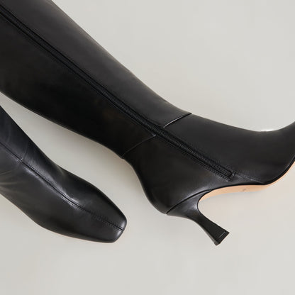Gyra Wide Calf Black Leather Boots - Dolce Vita