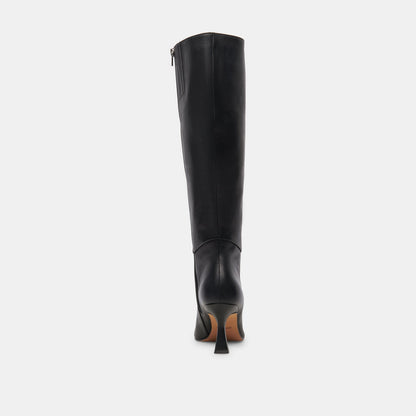 Gyra Wide Calf Black Leather Boots - Dolce Vita