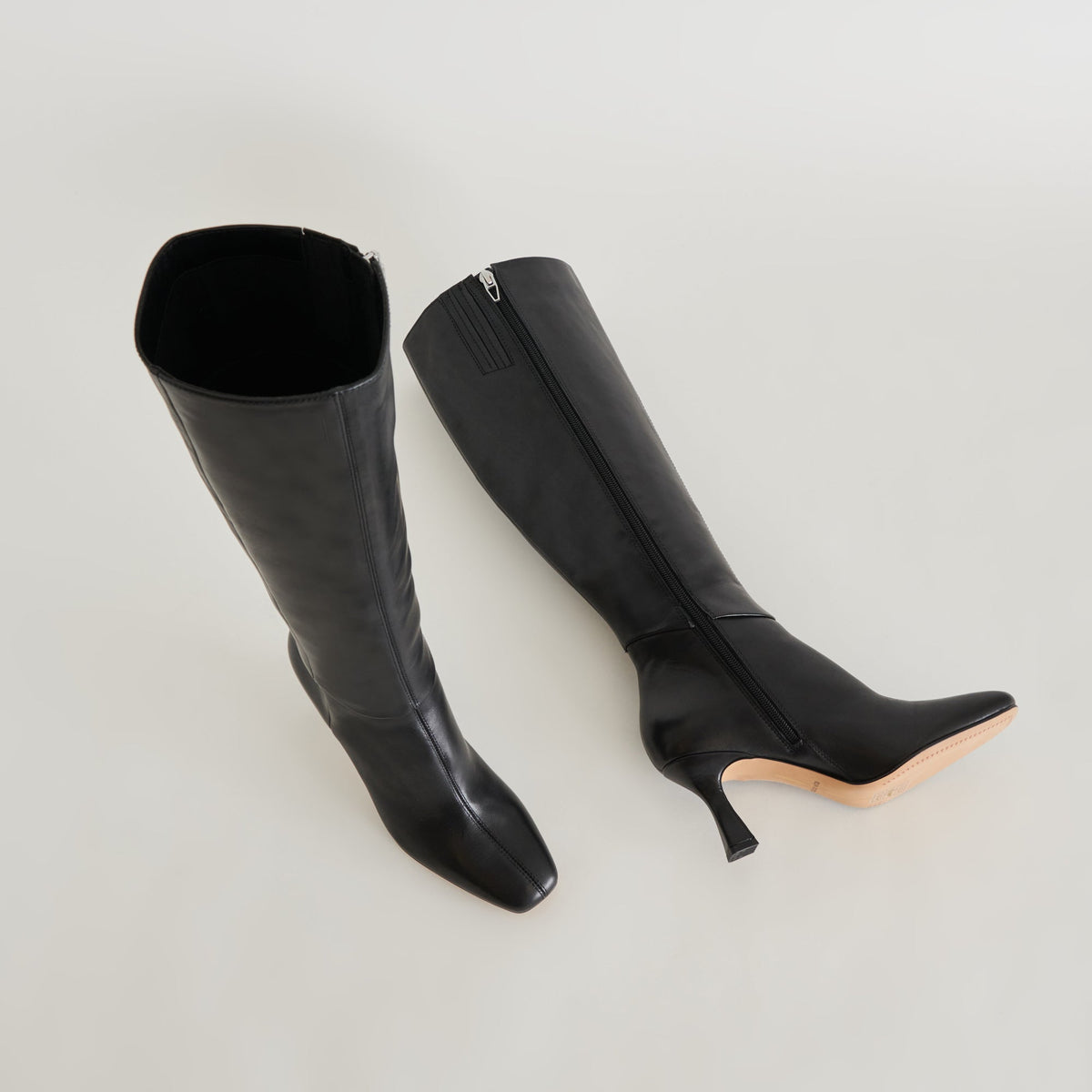 Gyra Wide Calf Black Leather Boots - Dolce Vita