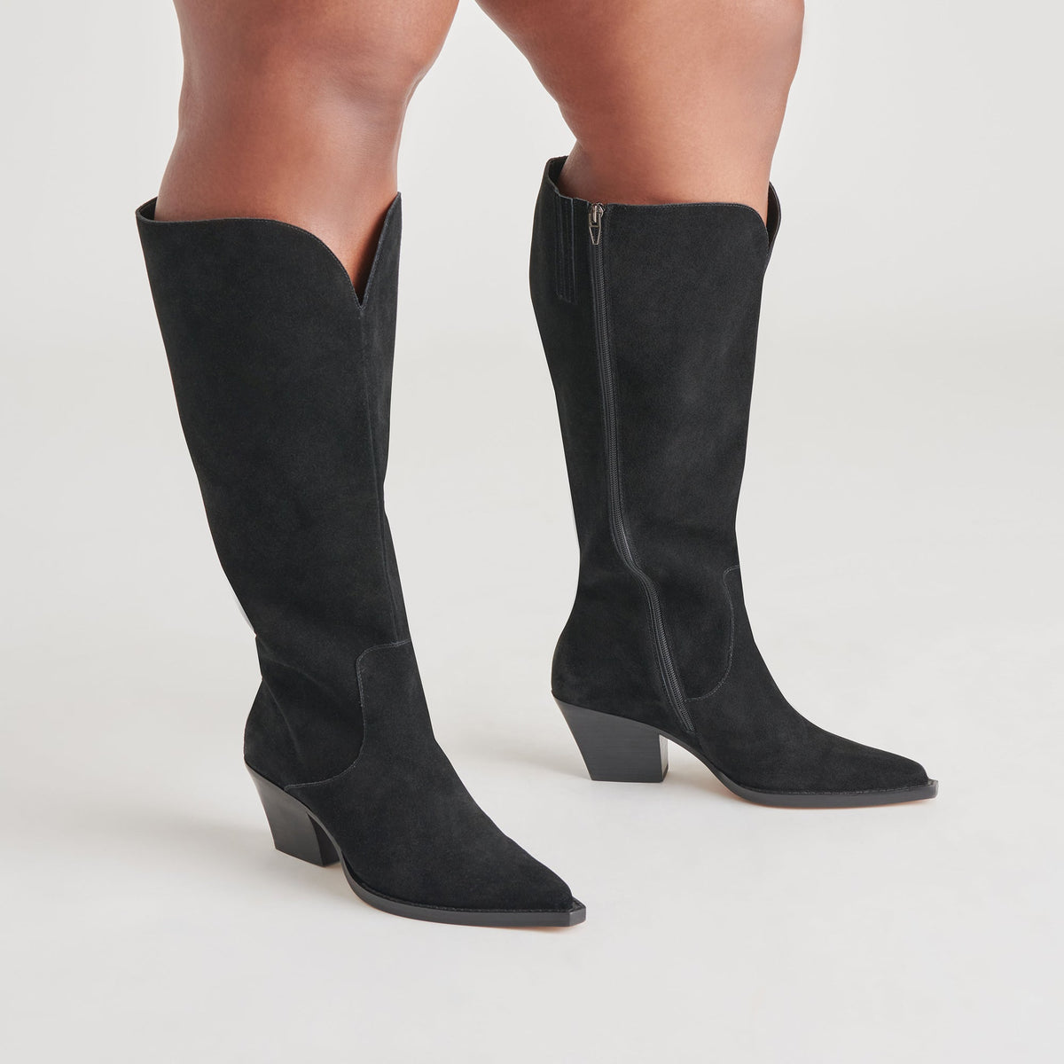 Raj Extra Wide Calf Onyx Suede Boots - Dolce Vita