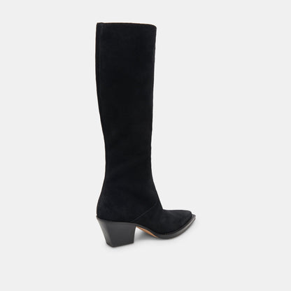 Raj Extra Wide Calf Onyx Suede Boots - Dolce Vita