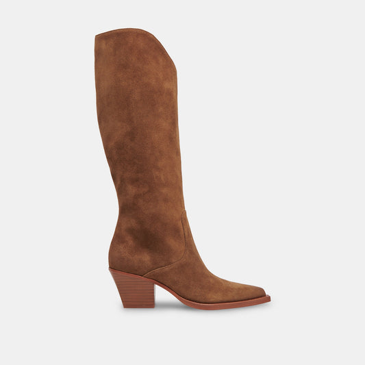 Raj Extra Wide Calf Brown Suede Boots - Dolce Vita