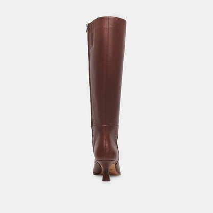 Auggie Chocolate Leather Narrow Calf Boots - Dolce Vita