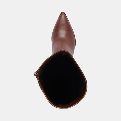 Auggie Chocolate Leather Narrow Calf Boots - Dolce Vita