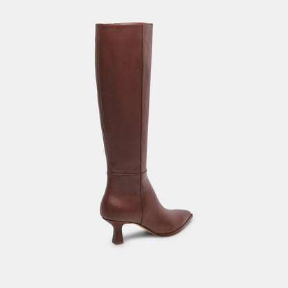 Auggie Chocolate Leather Narrow Calf Boots - Dolce Vita