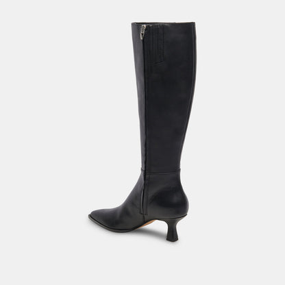 Auggie Black Leather Narrow Calf Boots - Dolce Vita