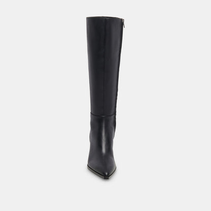 Auggie Black Leather Narrow Calf Boots - Dolce Vita