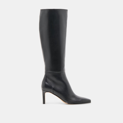 Emmi Black Leather Narrow Calf Boots - Dolce Vita