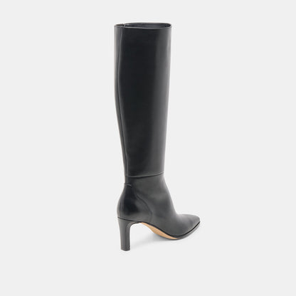 Emmi Black Leather Narrow Calf Boots - Dolce Vita