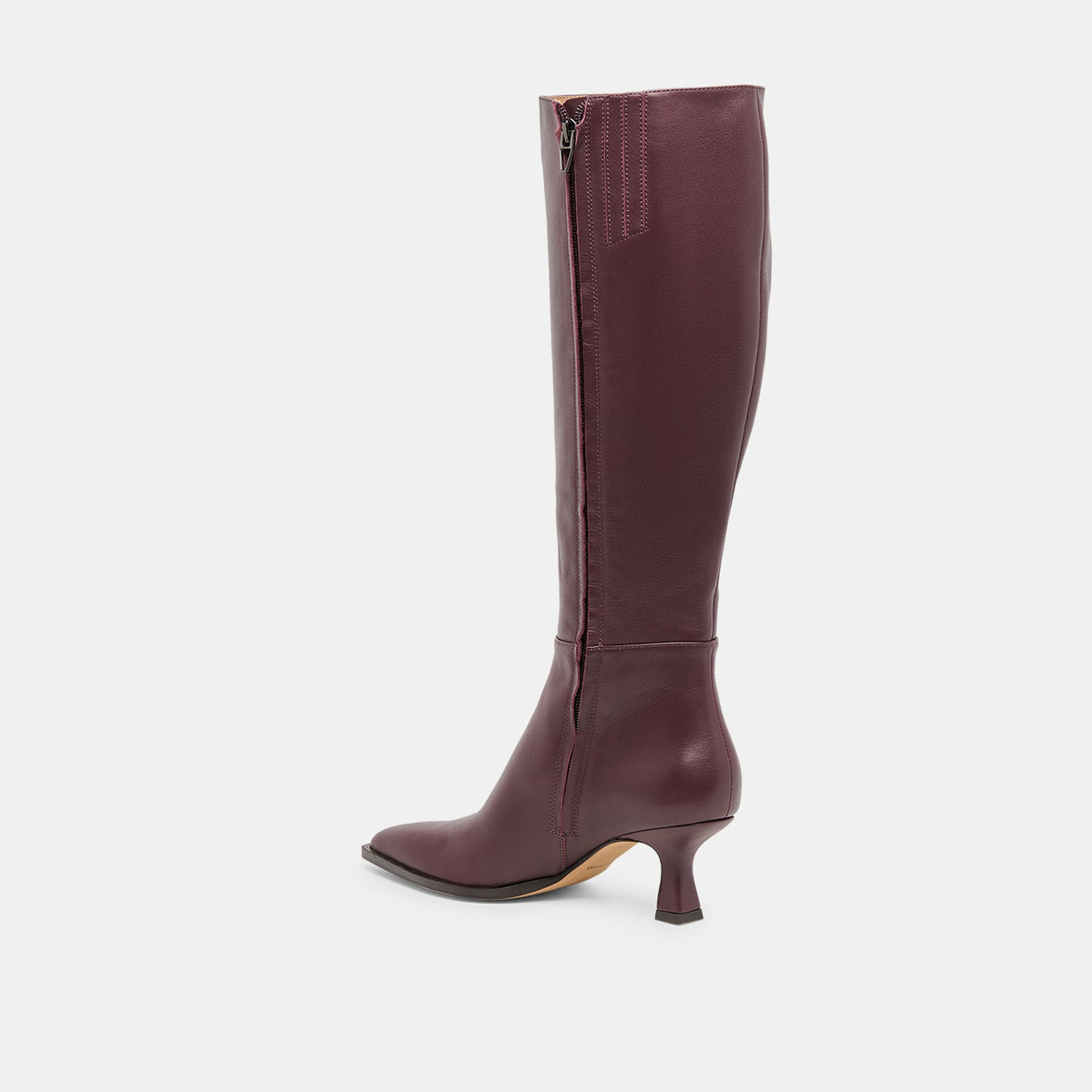 Auggie Wine Leather Wide Calf Boots - Dolce Vita