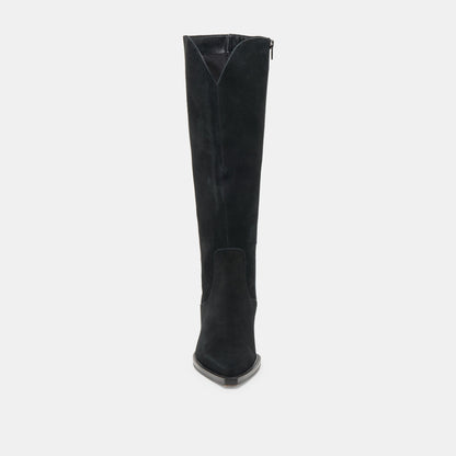RAJ Wide Calf Boots Onyx Suede - Dolce Vita