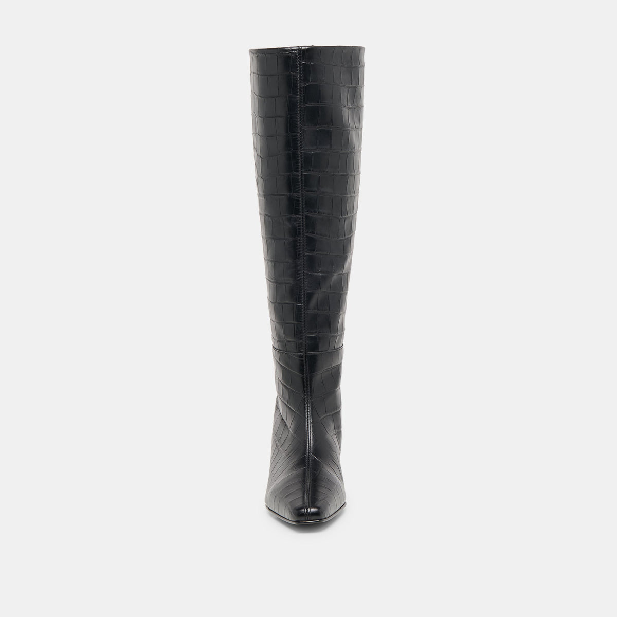 Trixi Noir Croco Embossed Leather Boots - Dolce Vita