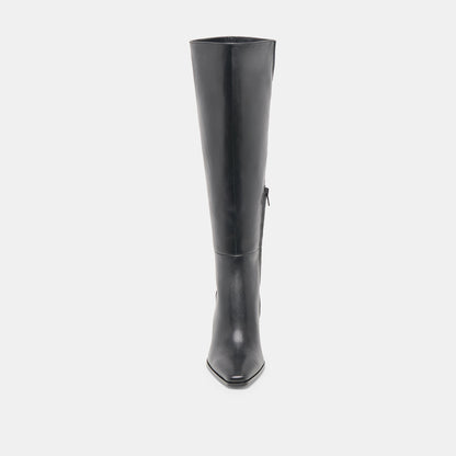 Emmi Black Leather Wide Calf Boots - Dolce Vita