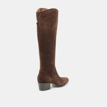 Virona H2O Waterproof Dk Brown Suede Wide Calf Boots - Dolce Vita