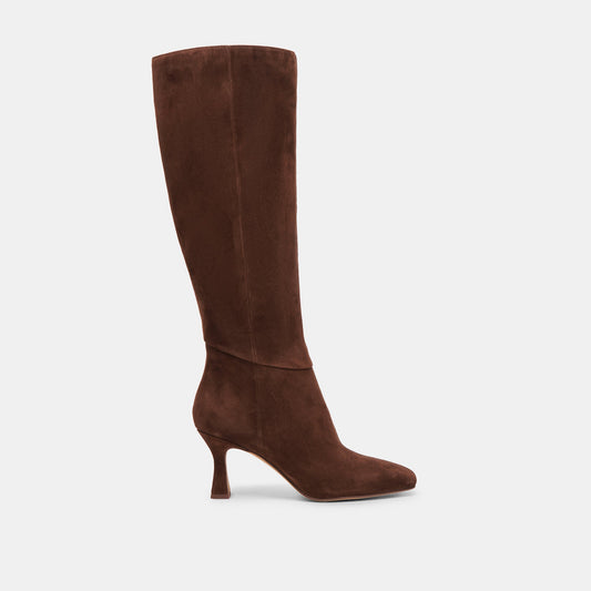 GYRA WIDE CALF BOOTS DK BROWN SUEDE - Dolce Vita