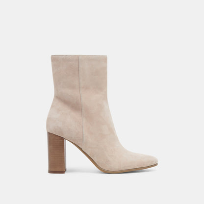 Suzy Wide Taupe Suede Booties - Dolce Vita