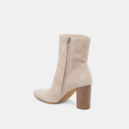 Suzy Wide Taupe Suede Booties - Dolce Vita