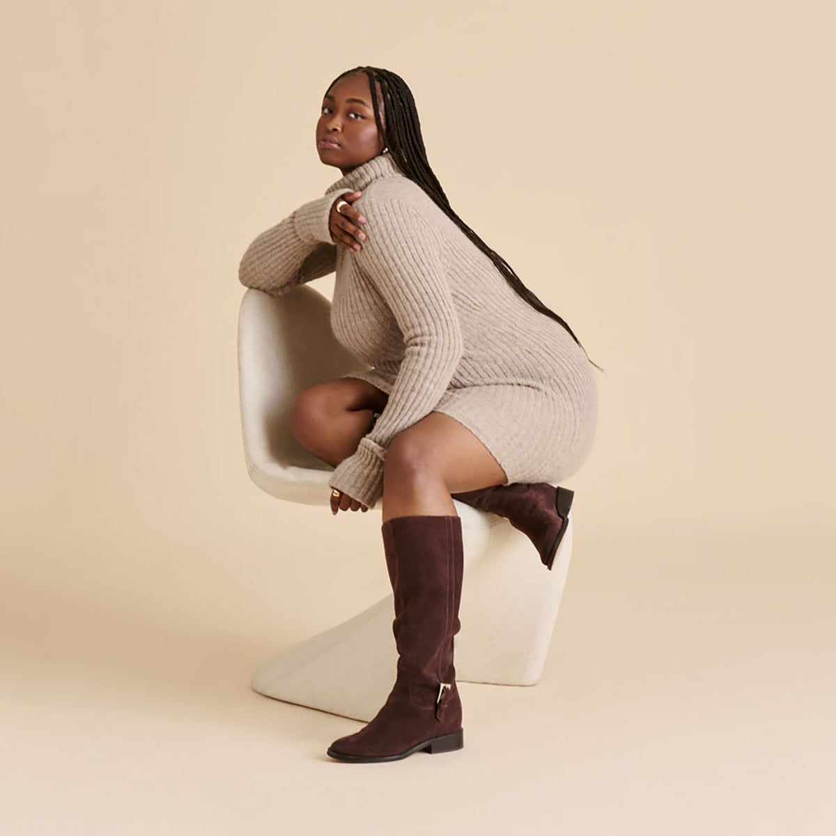 Kilian H2O Waterproof Mahogany Suede Wide Calf Boots - Dolce Vita