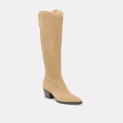 Virona H2O Waterproof Dk Taupe Suede Wide Calf Boots - Dolce Vita