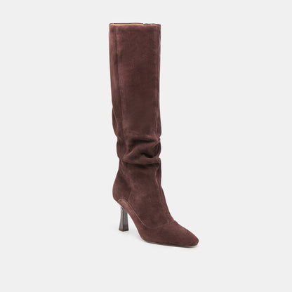 Lousa Mahogany Suede Wide Calf Boots - Dolce Vita