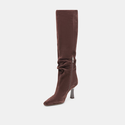 Lousa Mahogany Suede Wide Calf Boots - Dolce Vita
