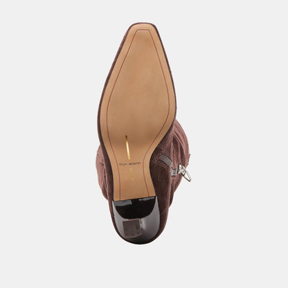 Lousa Mahogany Suede Wide Calf Boots - Dolce Vita