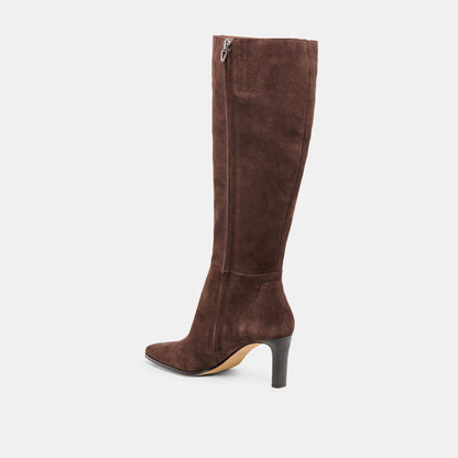 Emmi Dk Brown Suede Wide Calf Boots - Dolce Vita