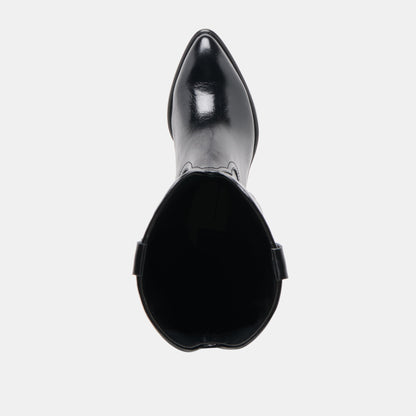 Mirla Black Leather Extra Wide Calf Boots - Dolce Vita
