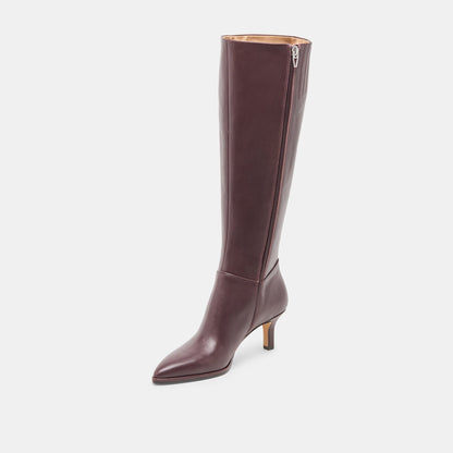 Aldy Mulberry Leather Wide Calf Boots - Dolce Vita