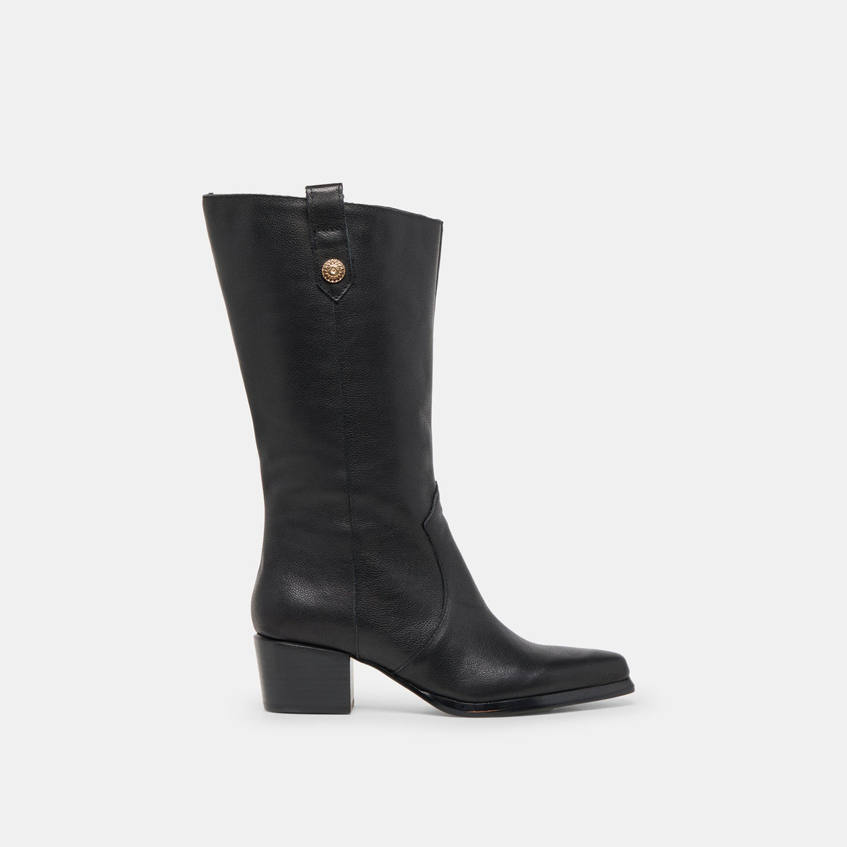 Vern Black Leather Wide Calf Boots - Dolce Vita