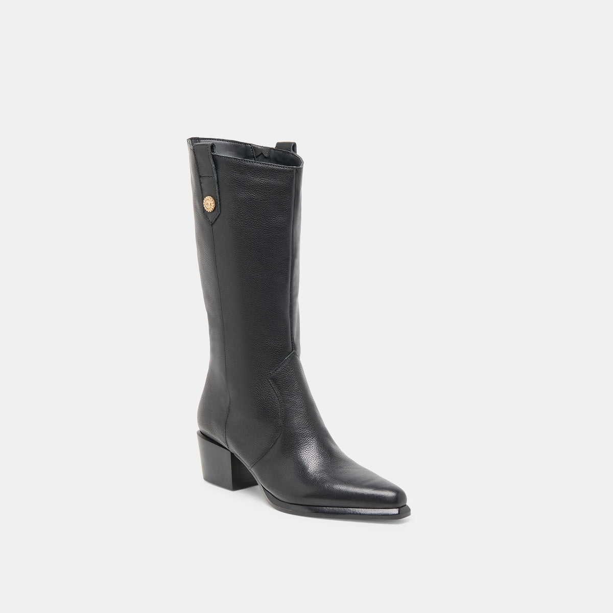 Vern Black Leather Wide Calf Boots - Dolce Vita