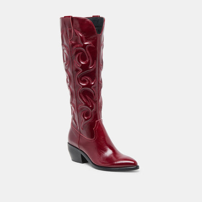 Mirla Oxblood Leather Wide Calf Boots - Dolce Vita