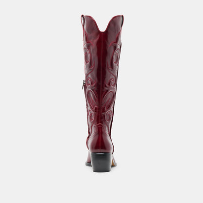 Mirla Oxblood Leather Wide Calf Boots - Dolce Vita