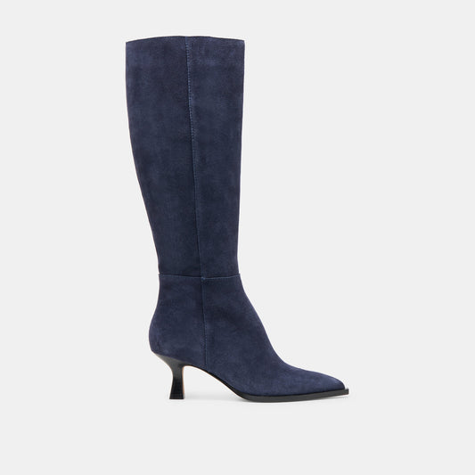 Auggie Navy Suede Wide Calf Boots - Dolce Vita