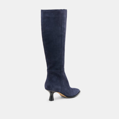 Auggie Navy Suede Wide Calf Boots - Dolce Vita