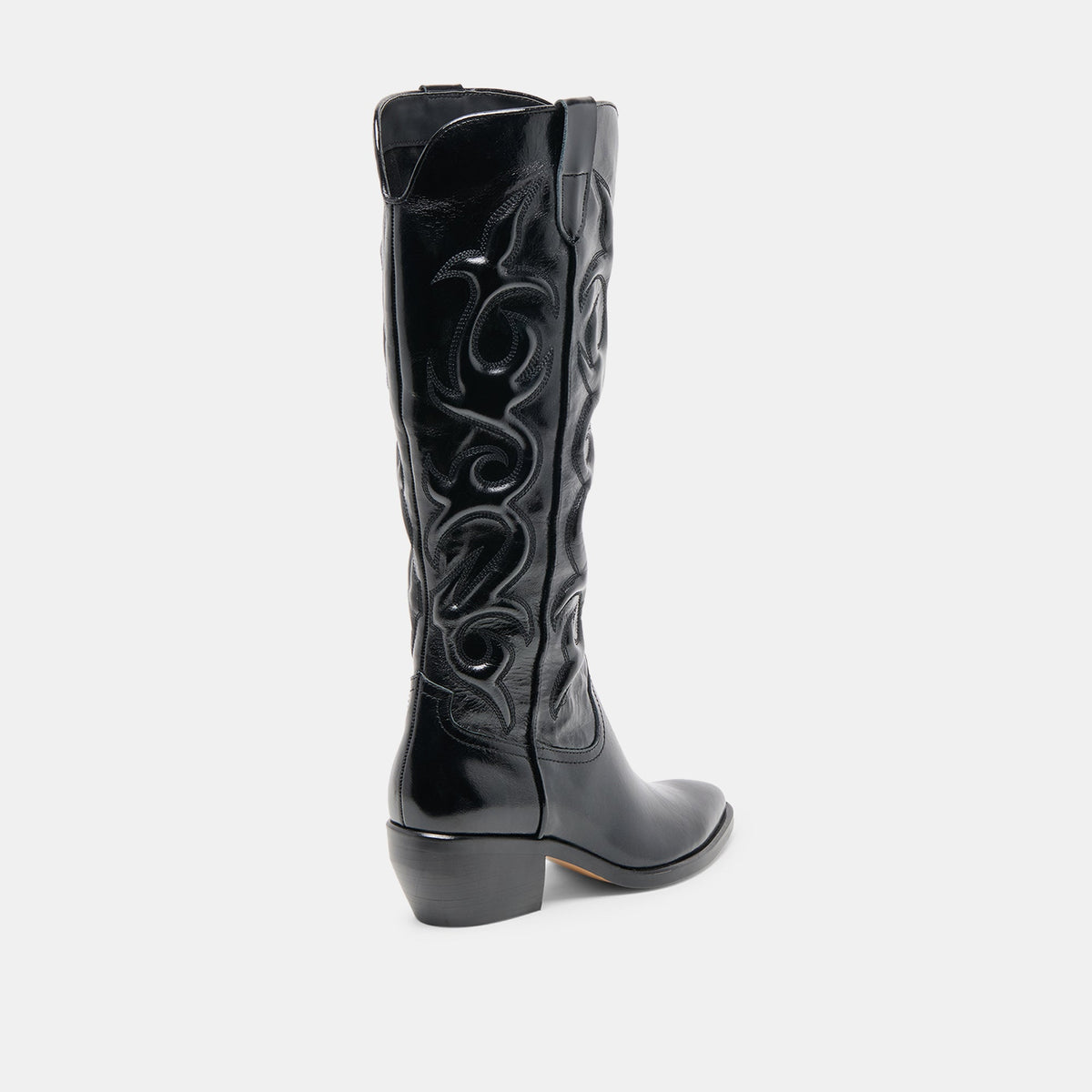 Mirla Black Leather Wide Calf Boots - Dolce Vita