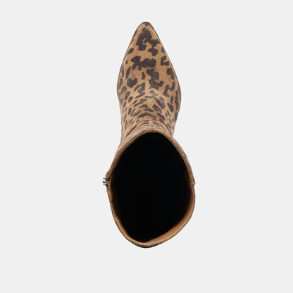 Aldy Brown Leopard Printed Suede Wide Calf Boots - Dolce Vita