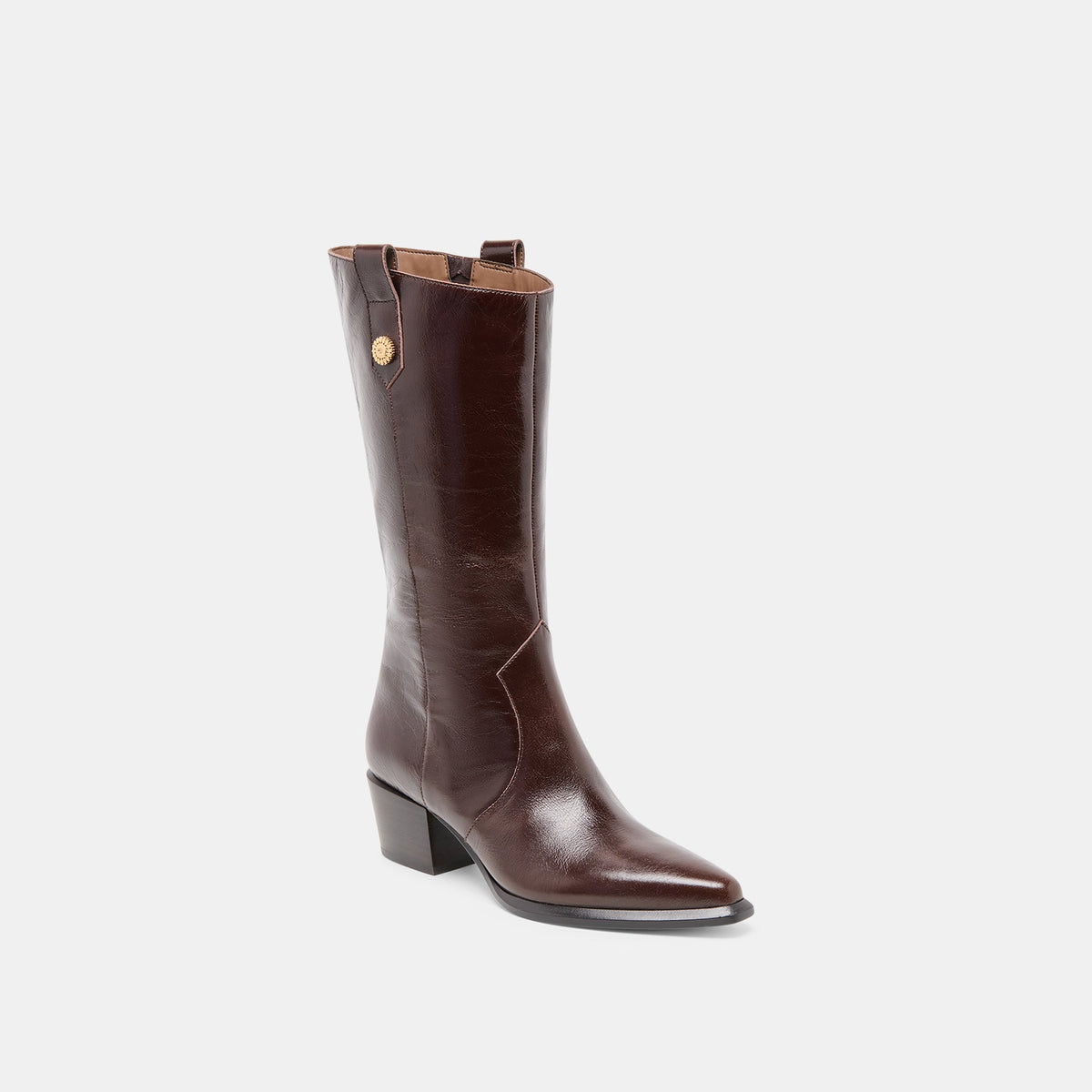 Vern Chocolate Leather Wide Calf Boots - Dolce Vita
