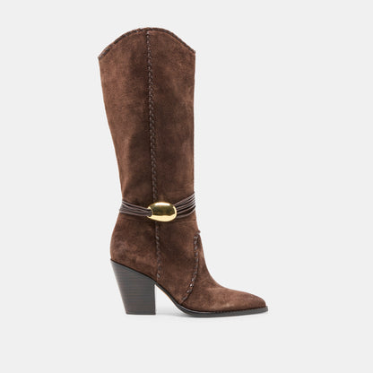 Jody Dk Brown Suede Wide Calf Boots - Dolce Vita