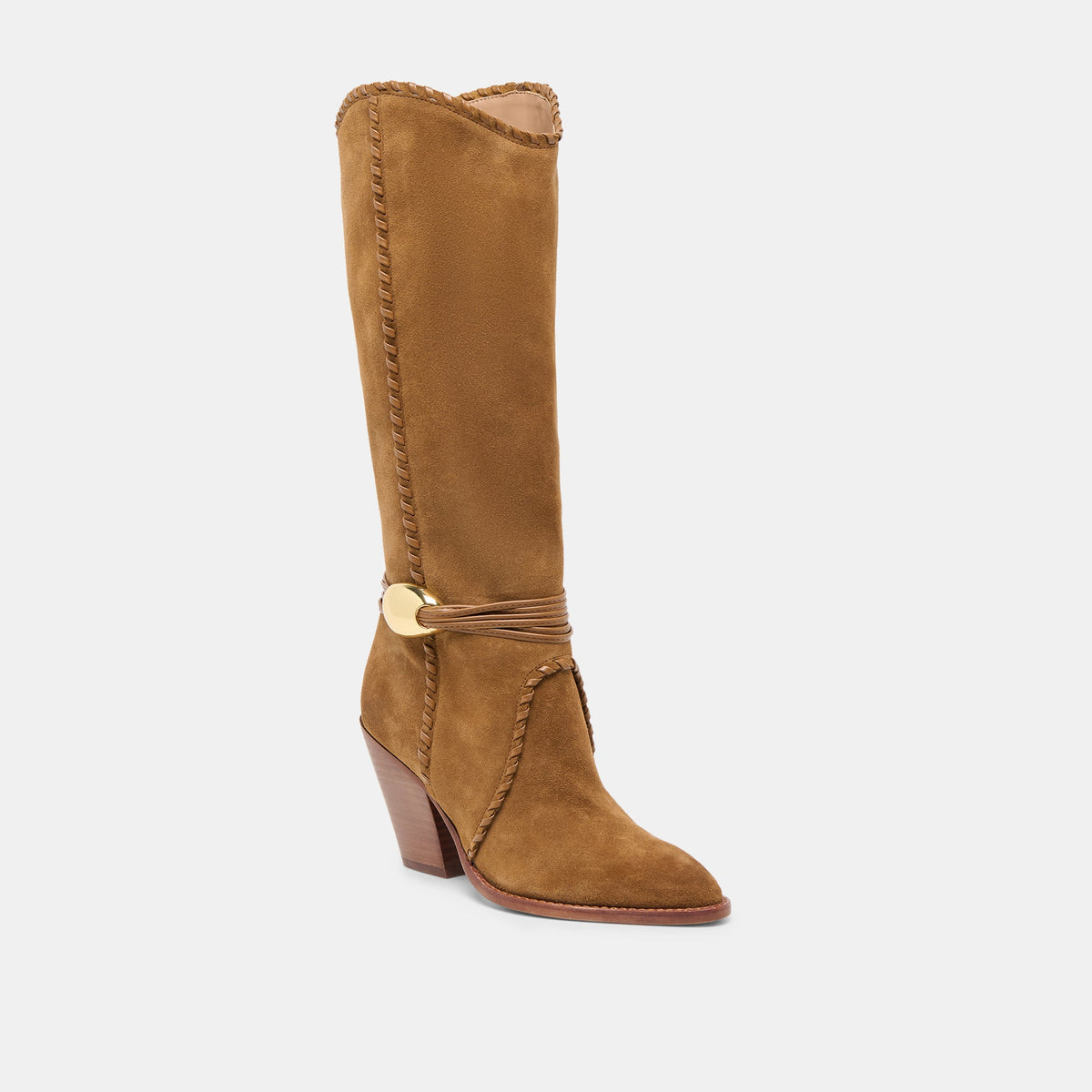 Jody Lt Brown Suede Wide Calf Boots - Dolce Vita