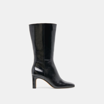 Riggs Wide Calf Black Leather Boots - Dolce Vita