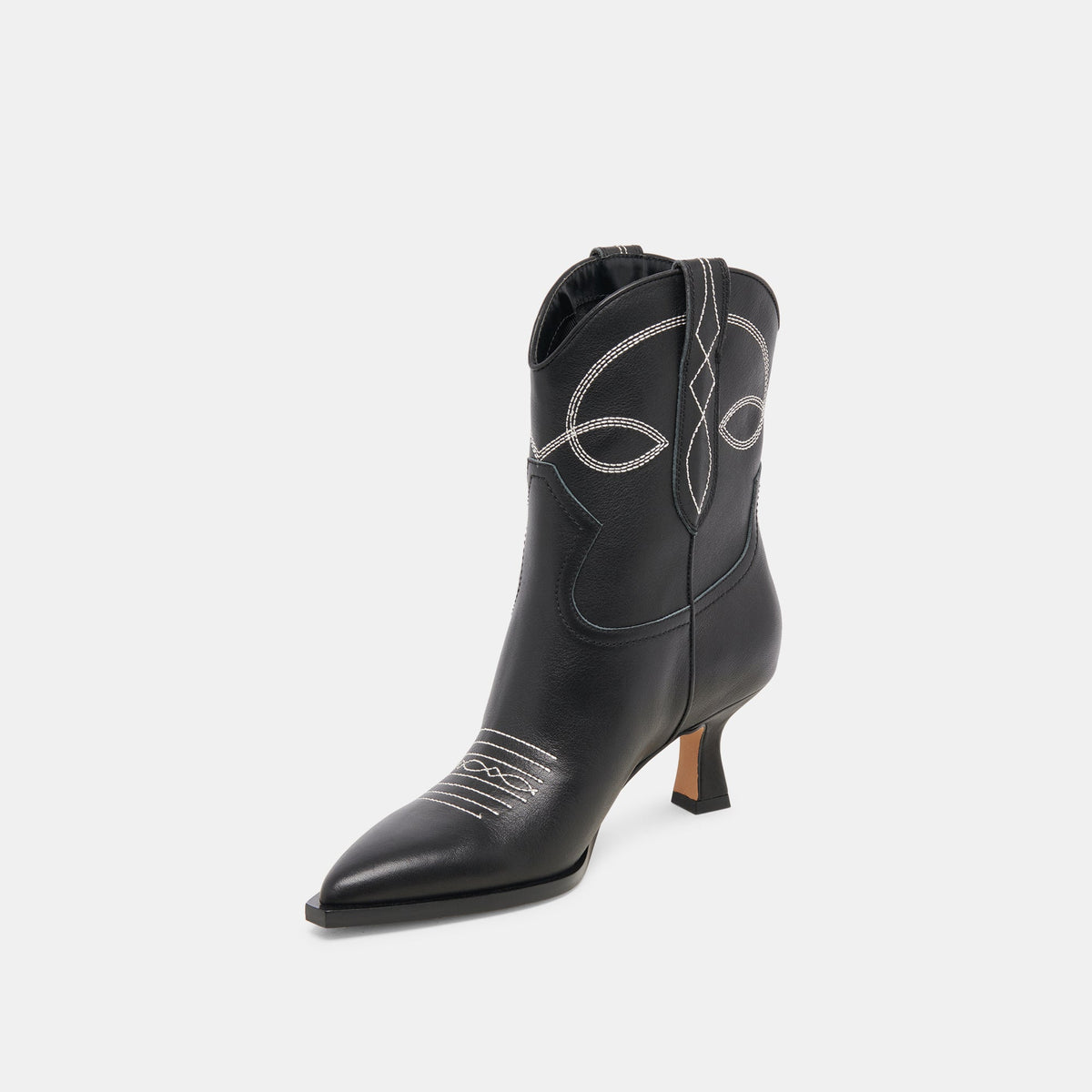 ANGEL BOOTIES BLACK WHITE LEATHER - Dolce Vita