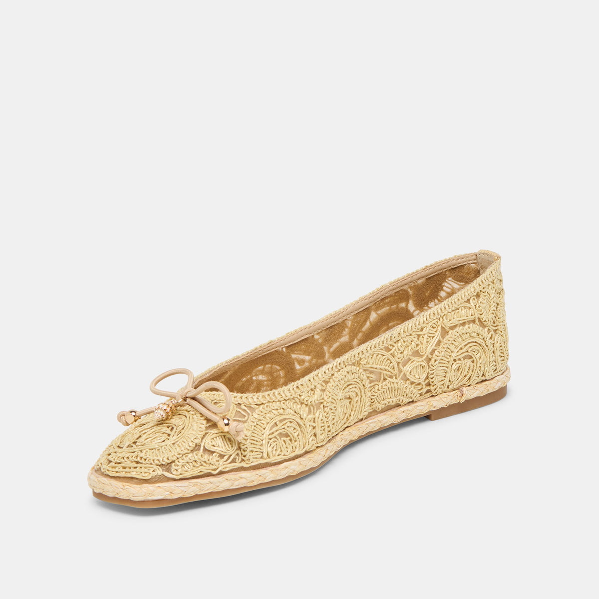 Tianna Lt Natural Raffia Lace Ballet Flats - Dolce Vita