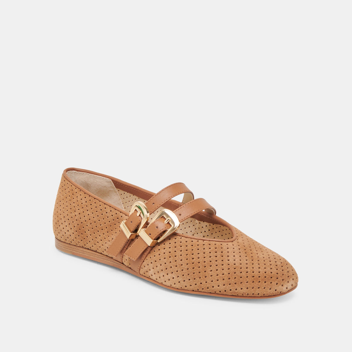 Baylee Pecan Perforated Suede Ballet Flats - Dolce Vita