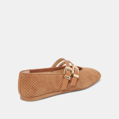 Baylee Pecan Perforated Suede Ballet Flats - Dolce Vita