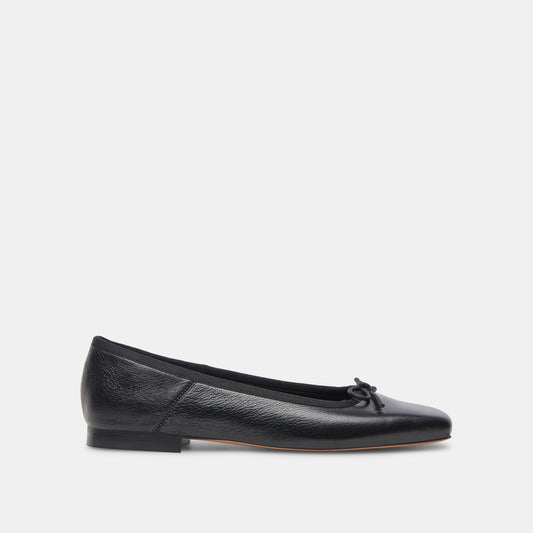ANISA Wide Black Leather Ballet Flats - Dolce Vita