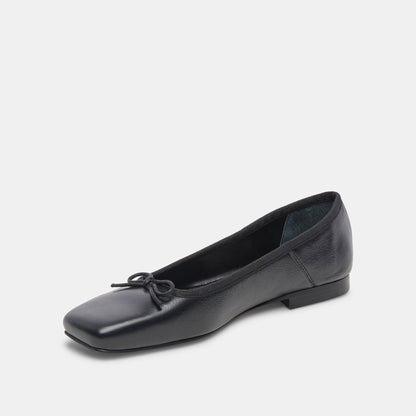 ANISA Wide Black Leather Ballet Flats - Dolce Vita